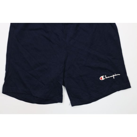 NOS Vintage 80s Champion Mens Medium Spell Out Above Knee Shorts Navy Blue USA - Picture 3 of 9